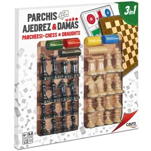 Board games parchisi - chess - checkers with wooden accessories Genérico Bestway image-0
