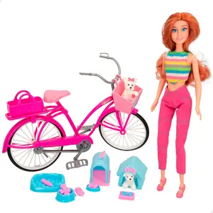 isabella mannequin doll with bicycle, pet and accessories Genérico image-1