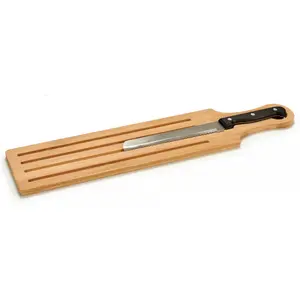 Houten tafel, pannensnijder + mes Genérico image-1