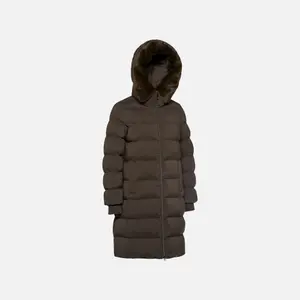 Women's long hooded down jacket Geox Vilde image-2