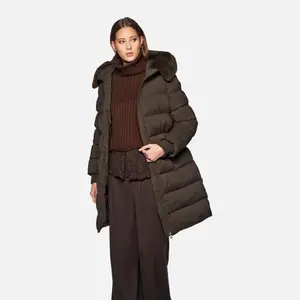 Women's long hooded down jacket Geox Vilde image-4