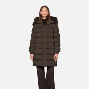 Women's long hooded down jacket Geox Vilde image-1