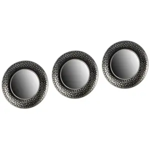 Set of 3 black-silver decorative mirrors Giftdecor image-0