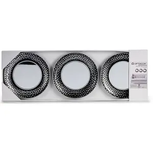 Set of 3 black-silver decorative mirrors Giftdecor image-1