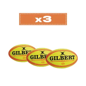 Set of 3 Rugby Balls Gilbert Omega Fluo image-0