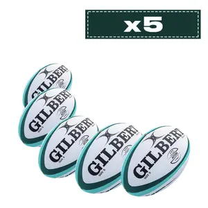 Pakke med 5 rugbybolde Gilbert Atom Match Ball