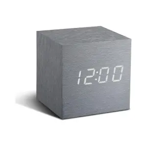 Sveglia in alluminio con led Gingko Wooden Cube Click image-0