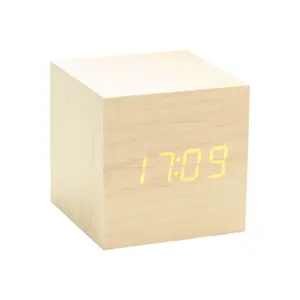 Reloj cubo clic de madera de arce Gingko Click Clock image-0