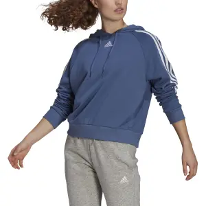Kort sweatshirt med hætte til kvinder adidas Essentials Loose-Cut 3-Bandes image-2