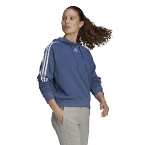 Kort sweatshirt med hætte til kvinder adidas Essentials Loose-Cut 3-Bandes image-3