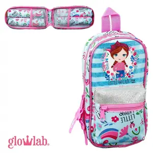 Pencil case with 4 tote bags for children Glow Lab image-0