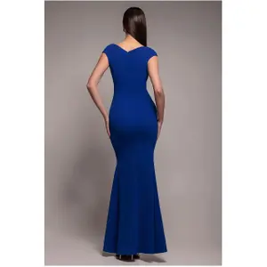 Plisserad klänning för kvinnor Goddiva Bardot Maxi image-1
