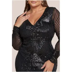 Strakke damesjurk Goddiva Starburst Sequin image-2