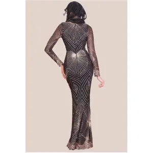 Strakke damesjurk Goddiva Modesty Starburst Sequin image-1