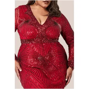 Strakke damesjurk Goddiva Starburst Sequin image-1