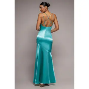 Satin Cowl Neck Dress with Straps Women Goddiva image-1