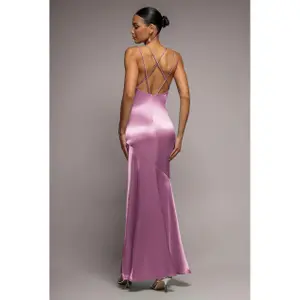 Satin Cowl Neck Dress with Straps Women Goddiva image-1