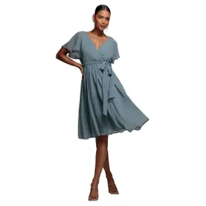 Schmetterlingsärmel Wickelkleid Damen Goddiva Midi image-0