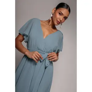 Schmetterlingsärmel Wickelkleid Damen Goddiva Midi image-2