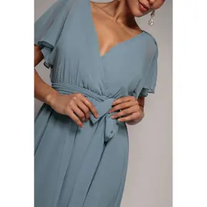 Schmetterlingsärmel Wickelkleid Damen Goddiva Midi image-3