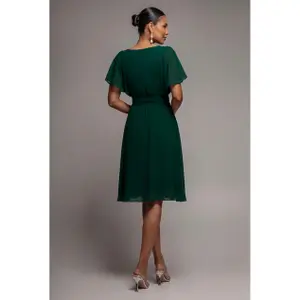 Schmetterlingsärmel Wickelkleid Damen Goddiva Midi image-1