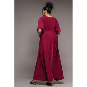 Schmetterlingsärmel Wickelkleid Damen Goddiva Maxi image-1