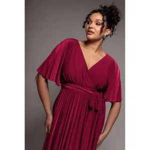 Schmetterlingsärmel Wickelkleid Damen Goddiva Maxi image-2
