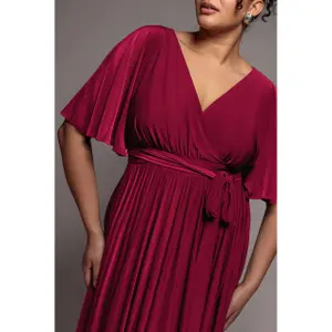 Schmetterlingsärmel Wickelkleid Damen Goddiva Maxi image-3