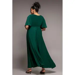 Schmetterlingsärmel Wickelkleid Damen Goddiva Maxi image-1