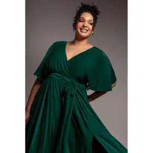 Schmetterlingsärmel Wickelkleid Damen Goddiva Maxi image-2