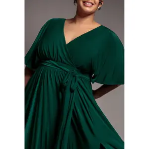 Schmetterlingsärmel Wickelkleid Damen Goddiva Maxi image-3