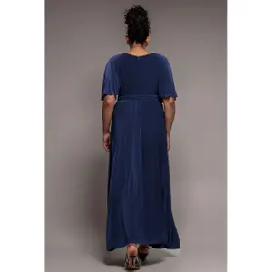 Schmetterlingsärmel Wickelkleid Damen Goddiva Maxi image-1