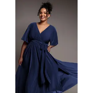 Schmetterlingsärmel Wickelkleid Damen Goddiva Maxi image-2