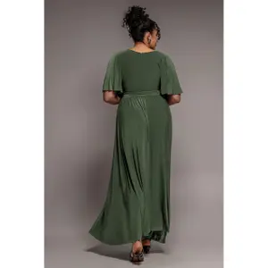 Schmetterlingsärmel Wickelkleid Damen Goddiva Maxi image-1