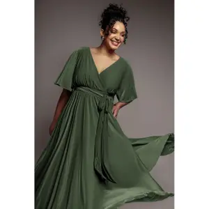 Schmetterlingsärmel Wickelkleid Damen Goddiva Maxi image-2