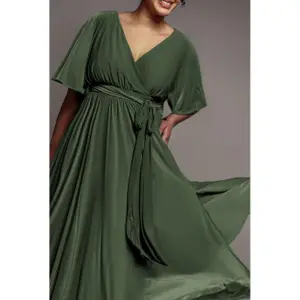 Schmetterlingsärmel Wickelkleid Damen Goddiva Maxi image-3