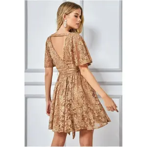 Robe portefeuille en dentelle femme Goddiva image-2