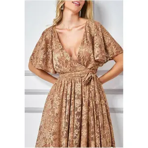Robe portefeuille en dentelle femme Goddiva image-3