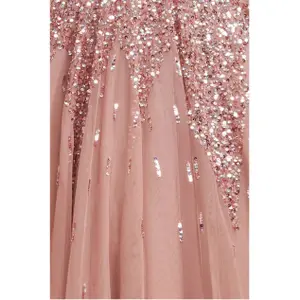 Lång ärmlös palettklänning med handdekorerade paljetter dam Goddiva Sunray image-3