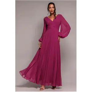 Robe maxi manches ballon en mousseline femme Goddiva image-1