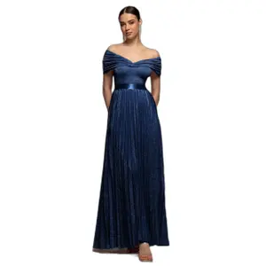 Pleated dress for women Goddiva Bardot image-0