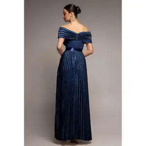 Pleated dress for women Goddiva Bardot image-1