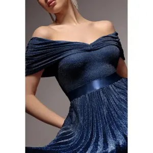 Pleated dress for women Goddiva Bardot image-2