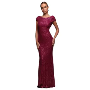 Backless Sequin Dress Women Goddiva Maxi