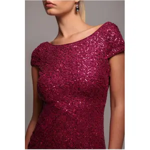 Backless Sequin Dress Women Goddiva Maxi image-3