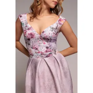 Bloemenjurk met hartdecolleté dames Goddiva Midi image-2