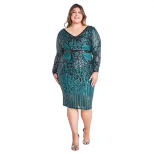 Glitrende strikkjole dame Goddiva image-0