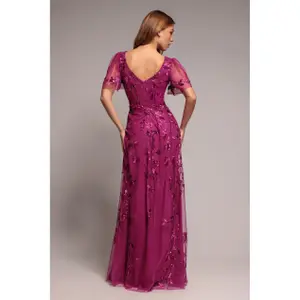 Kleid Damen Goddiva Flared Sleeve Embroidered image-1