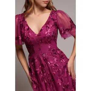 Kleid Damen Goddiva Flared Sleeve Embroidered image-2