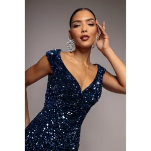 Eng anliegendes Kleid für Damen Goddiva Bardot Midi image-2